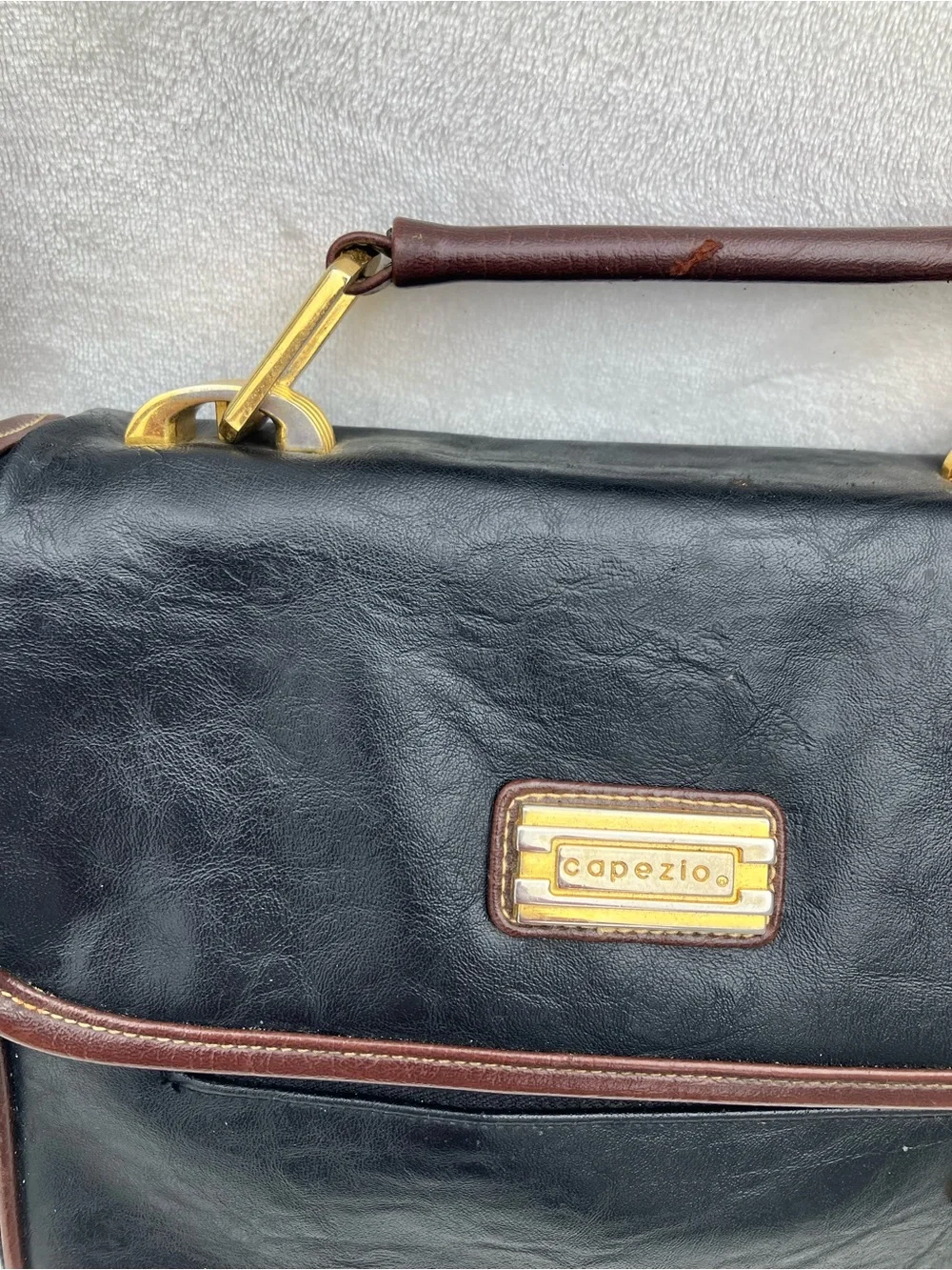 Capezio Black Briefcase with Brown Trim and Gold Hardware